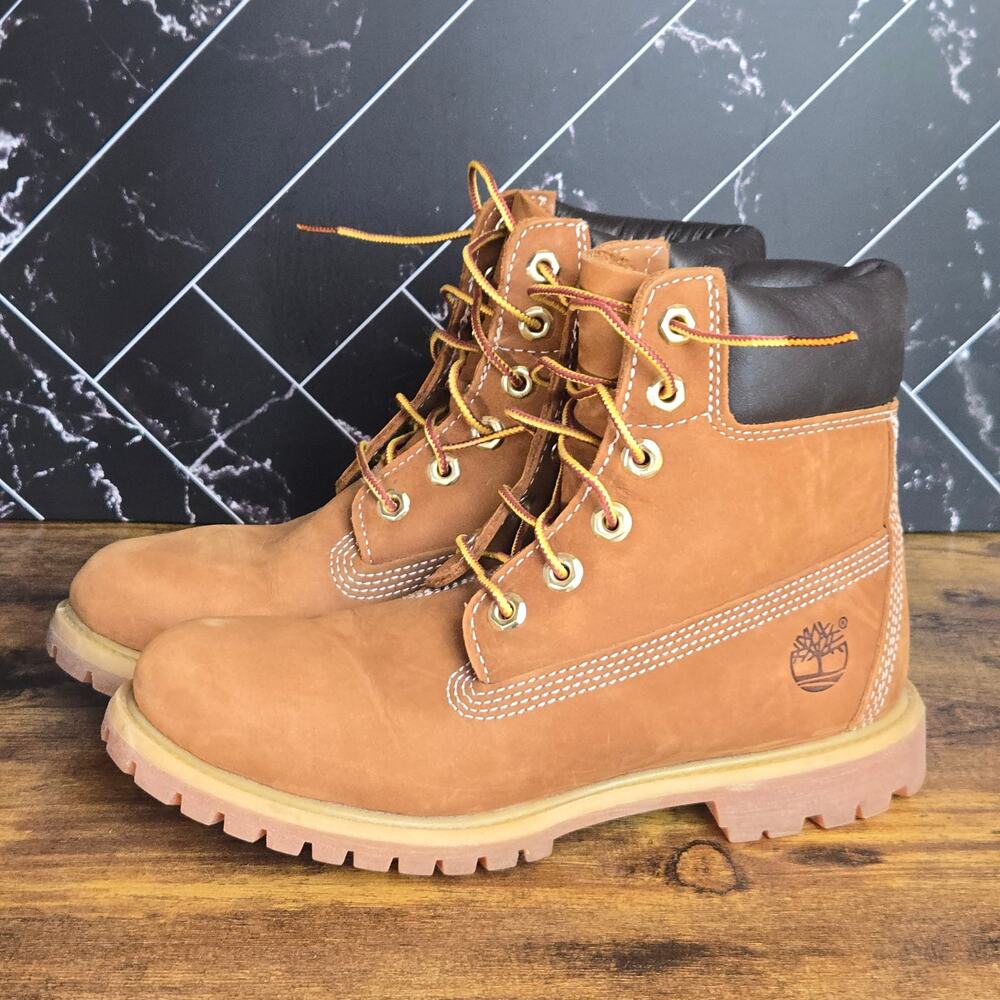 Timberland 6 Inch Premium Wheat Nubuck Boots Mens 7 Womens 8 Classic Work Boots